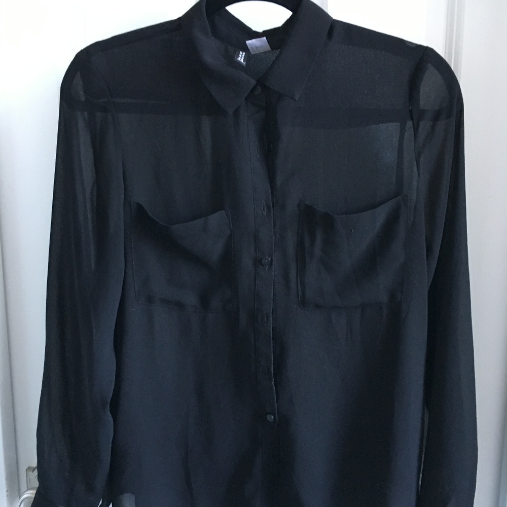 H&M Black Sheer Blouse